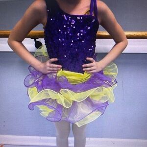 Purple and neon green tutu with matching hairpiece